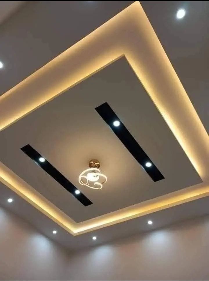 Stepped tray ceiling with warm cove lighting